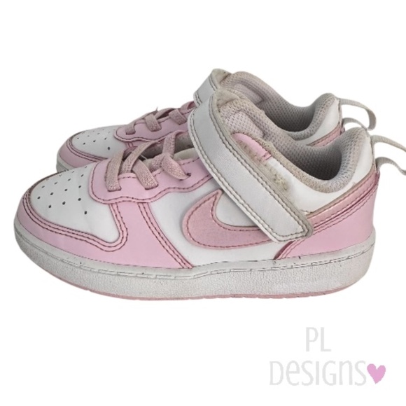 Nike Court Borough Low Recraft Sneakers White/Pink Girls 9C Little Kid Shoes - Picture 5 of 8